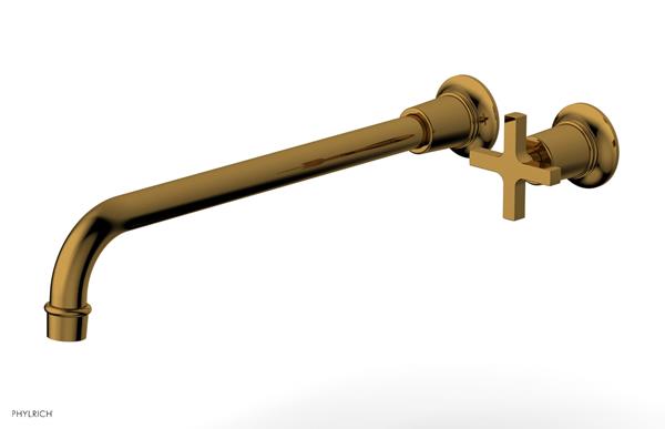 Phylrich - Hex Modern 14 Inch Inch Single Handle Wall Lavatory Set - Cross Handle