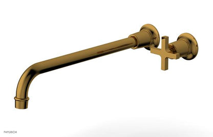 Phylrich - Hex Modern 14 Inch Inch Single Handle Wall Lavatory Set - Cross Handle