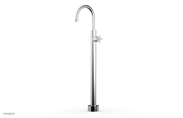Phylrich - Hex Modern Tall Floor Mount Tub Filler - Cross Handle