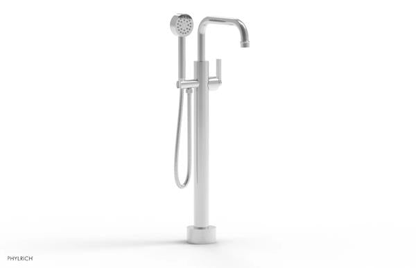 Phylrich - Hex Modern Low Floor Mount Tub Filler Flat Spout with Hand Shower - Lever Handle