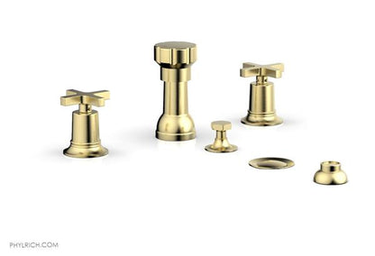 Phylrich - Hex Modern Four Hole Bidet Set - Cross Handles