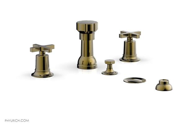 Phylrich - Hex Modern Four Hole Bidet Set - Cross Handles