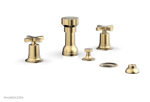 Phylrich - Hex Modern Four Hole Bidet Set - Cross Handles