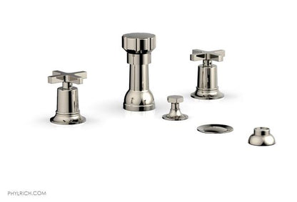 Phylrich - Hex Modern Four Hole Bidet Set - Cross Handles