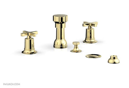 Phylrich - Hex Modern Four Hole Bidet Set - Cross Handles