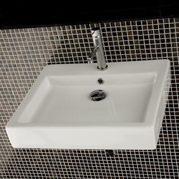Lacava - Aquaplane Wall-Mounted Or Above-Counter Porcelain Bathroom Sink With Overflow, 22 1/4 InchW, 18 1/2 InchD, 4 InchH