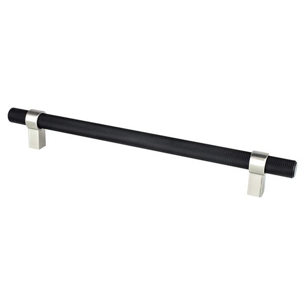 Berenson - Radial Reign 224mm CC Matte Black Bar and Brushed Nickel Posts Pull
