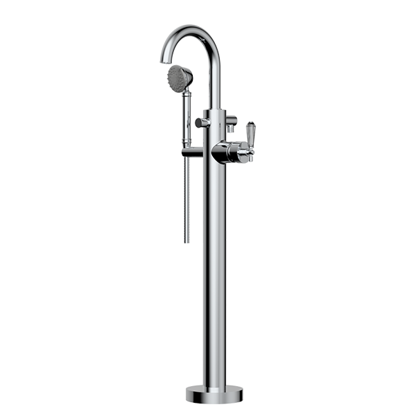 Santec - Evelyn Crystal Trim - Floor Mount Tub Filler With Hand Shower