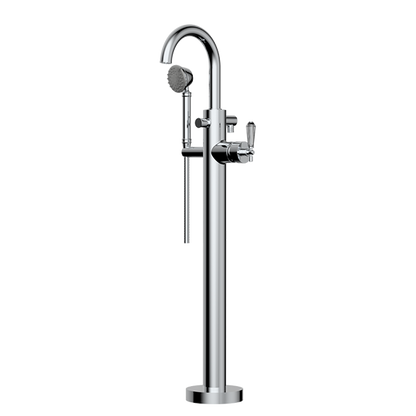 Santec - Evelyn Crystal Trim - Floor Mount Tub Filler With Hand Shower