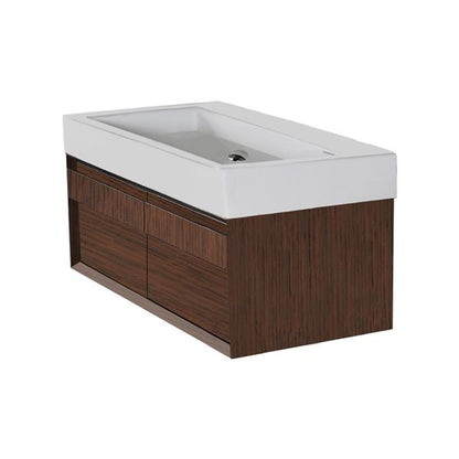 Lacava - Luce Wall-Mount Undercounter Vanity With Large Wood Pulls On Two Drawers