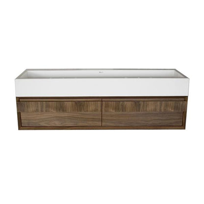 Lacava - Luce Wall-Mount Undercounter Vanity With Large Wood Pulls On Two Drawers