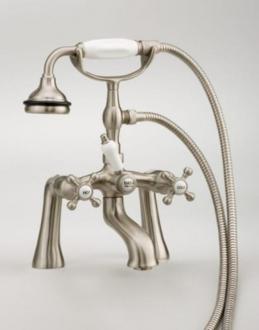 Cheviot - Offset Deckmount Tub Filler W/ Hand Shower, Cross Handles