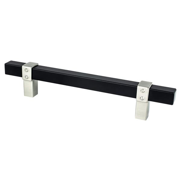 Berenson - Rivet Rebel 128mm CC Matte Black Bar and Brushed Nickel Posts Pull