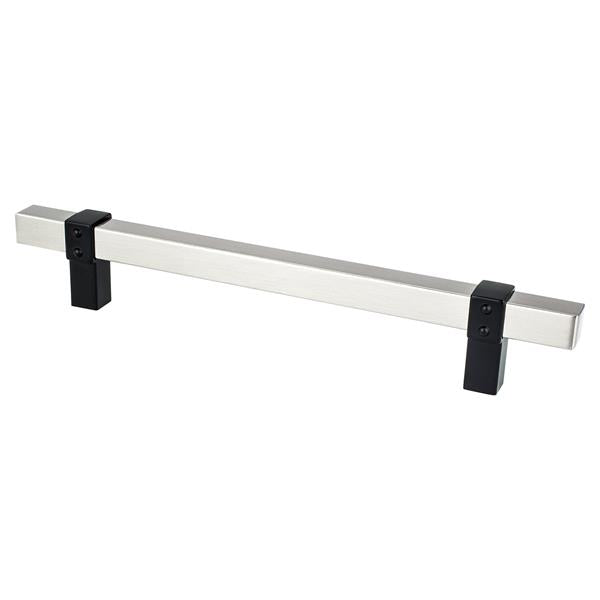 Berenson - Rivet Rebel 160mm CC Brushed Nickel Bar and Matte Black Posts Pull