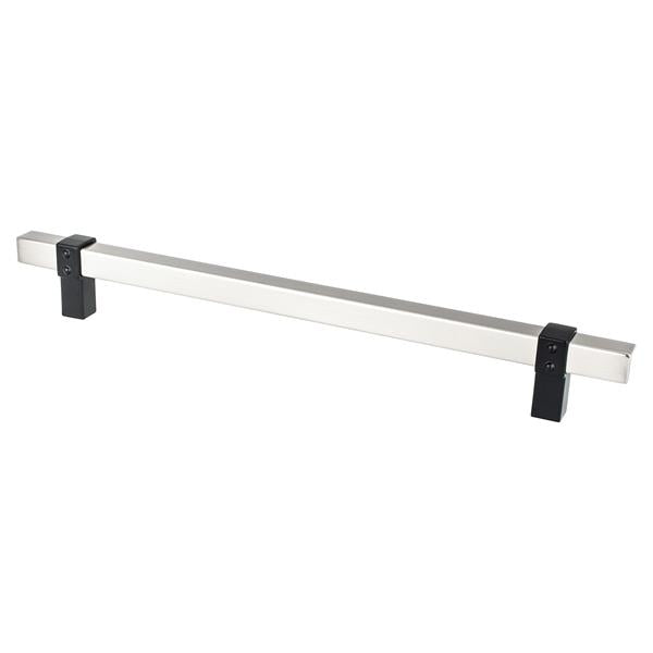 Berenson - Rivet Rebel 224mm CC Brushed Nickel Bar and Matte Black Posts Pull