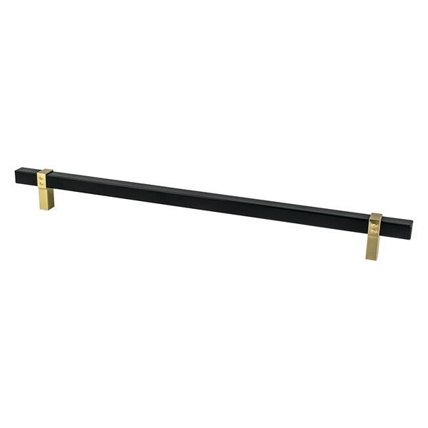 Berenson - Rivet Rebel 18 inch CCMatte Black Bar and Modern Brushed Gold Posts Appliance Pull