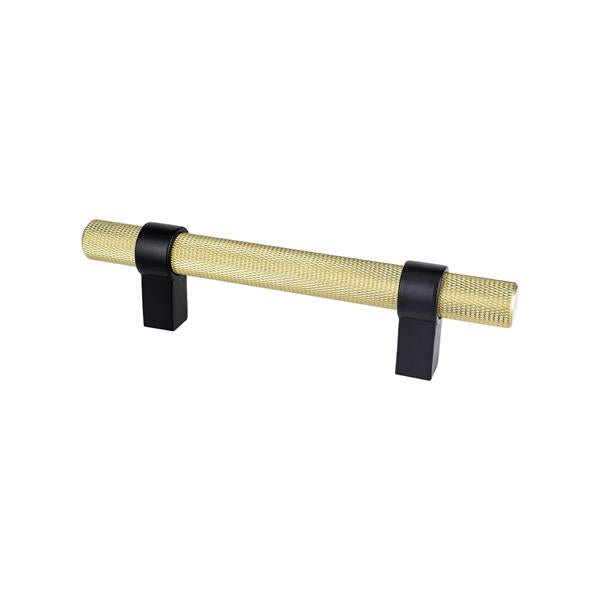 Berenson - Radial Reign 96mm CC Modern Brushed Gold Bar and Matte Black Posts Pull