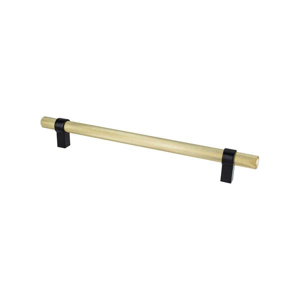 Berenson - Radial Reign 224mm CC Modern Brushed Gold Bar and Matte Black Posts Pull