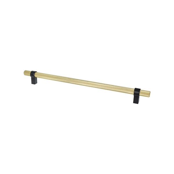 Berenson - Radial Reign 12 inch CC Modern Brushed Gold Bar and Matte Black Posts Appliance Pull