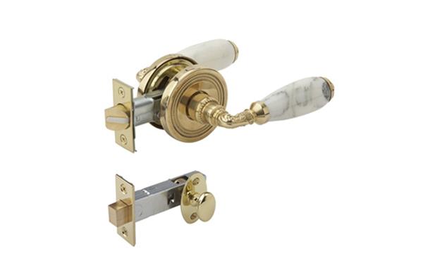 Phylrich - White Marble Door Lever with Privacy Bolt