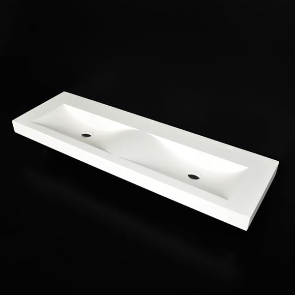 Lacava - Spring Double Vanity Top Made Of Solid Surface, With An Overflow