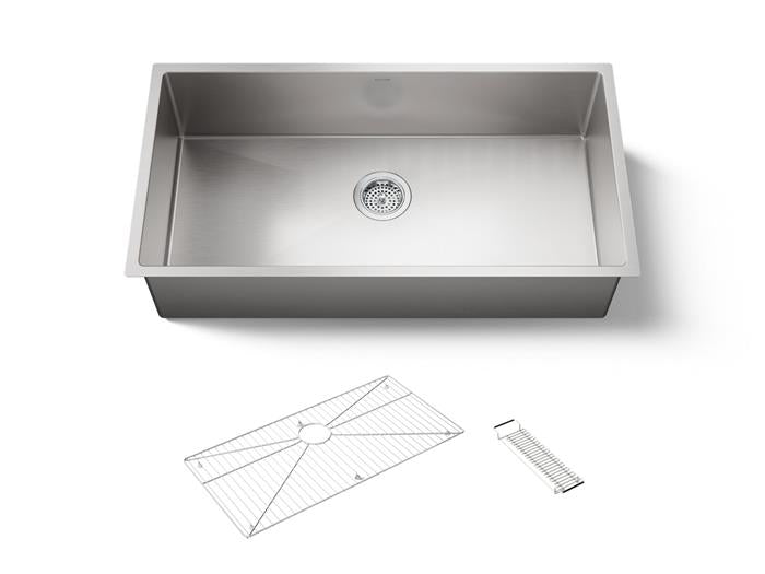 Kohler - Strive 35 Inch Inch Undermount Single-Bowl Kitchen Sink With Accessories