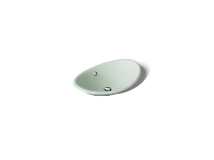 Kohler - Iron Plains 20-3/4 Inch Oval Vessel Bathroom Sink With Overflow - Aspen Green