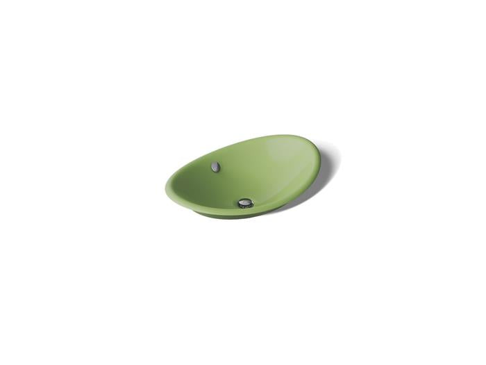 Kohler - Iron Plains 20-3/4 Inch Oval Vessel Bathroom Sink With Overflow - Fresh Green