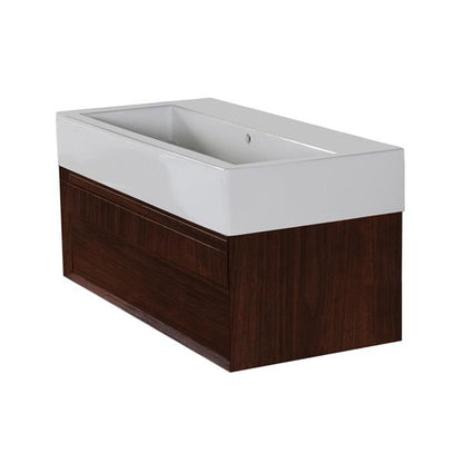 Lacava - Luce Wall-Mount Undercounter Vanity With Large Wood Pulls On Two Drawers