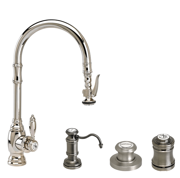 Waterstone - Traditional Plp Pulldown Faucet - Angled Spout - 4Pc. Suite