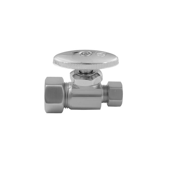 Jaclo - Multi Turn Straight Pattern 5/8 Inch O.D. Compression (Fits 1/2 Inch Copper) x 3/8 Inch O.D. Supply Valve with Oval Handle