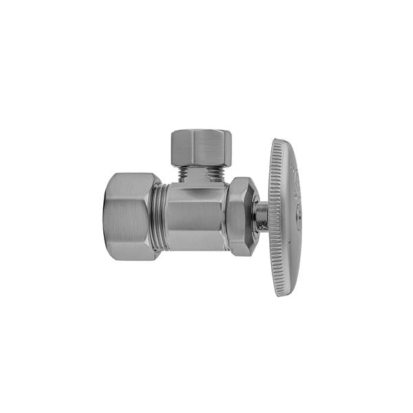 Jaclo - Multi Turn Angle Pattern 5/8 Inch O.D. Compression (Fits 1/2 Inch Copper) x 3/8 Inch O.D. Supply Valve with Oval Handle