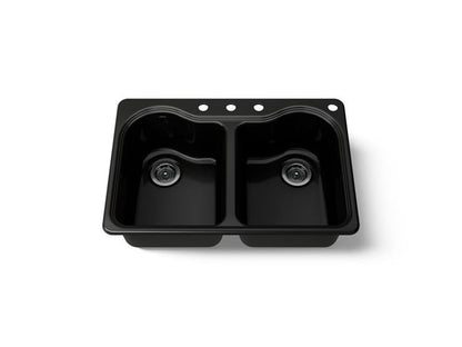 Kohler - Hartland 33 Inch Top-Mount Double-Bowl Kitchen Sink - 4 Hole