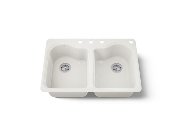 Kohler - Hartland 33 Inch Top-Mount Double-Bowl Kitchen Sink - 4 Hole