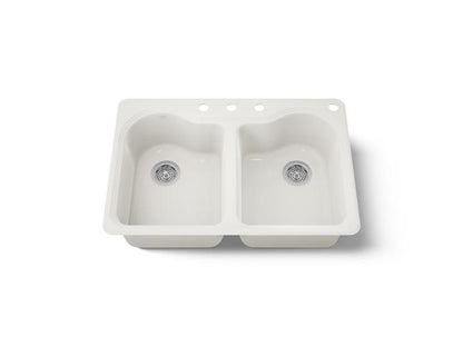 Kohler - Hartland 33 Inch Top-Mount Double-Bowl Kitchen Sink - 4 Hole