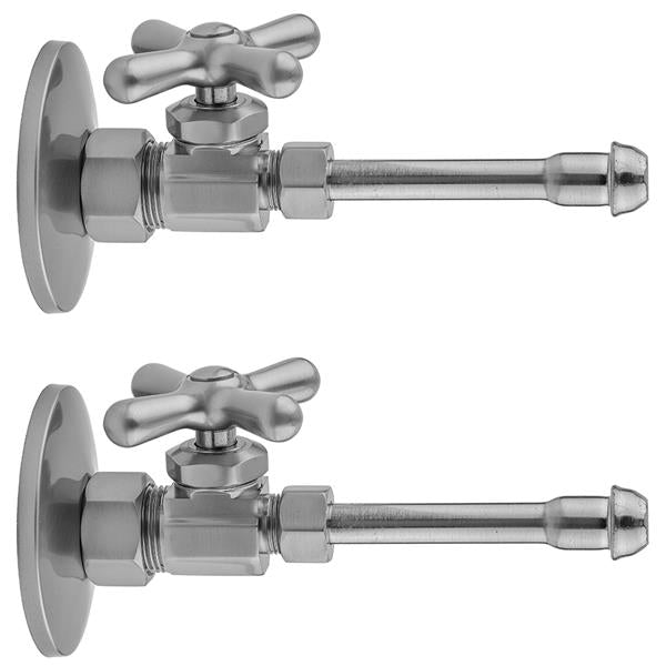 Jaclo - Multi Turn Straight Pattern 5/8 Inch O.D. Compression (Fits 1/2 Inch Copper) x 3/8 Inch O.D. Faucet Supply Kit with Cross Handle, 20 Inch Supply Tubes, Escutcheons