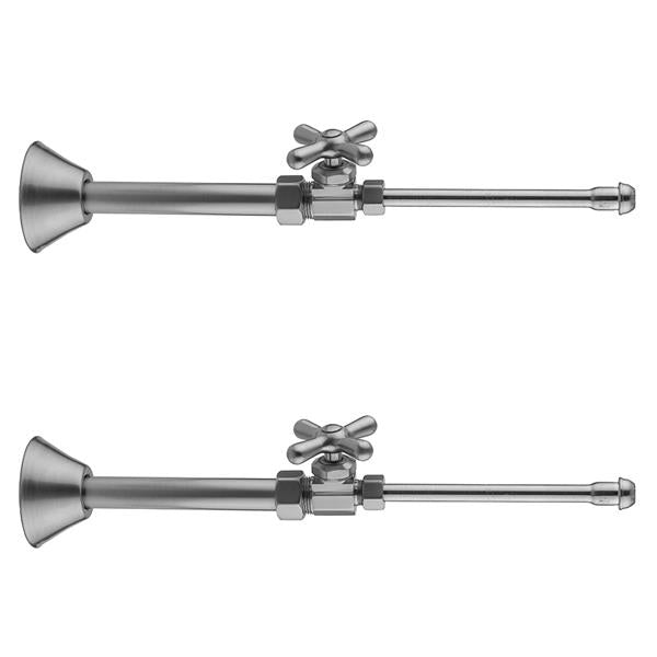 Jaclo - Multi Turn Straight Pattern 5/8 Inch O.D. Compression (Fits 1/2 Inch Copper) x 3/8 Inch O.D. Faucet Supply Kit with Cross Handle, 20 Inch Supply Tubes, Cover Tube, Escutcheons
