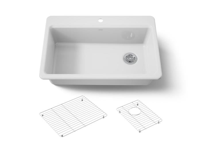 Kohler - Riverby 33 Inch Top-Mount Single-Bowl Workstation Kitchen Sink - 1-Hole