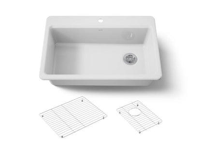 Kohler - Riverby 33 Inch Top-Mount Single-Bowl Workstation Kitchen Sink - 1-Hole