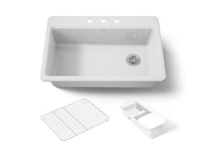 Kohler - Riverby 33 Inch Top-Mount Single-Bowl Workstation Kitchen Sink- 3-Hole