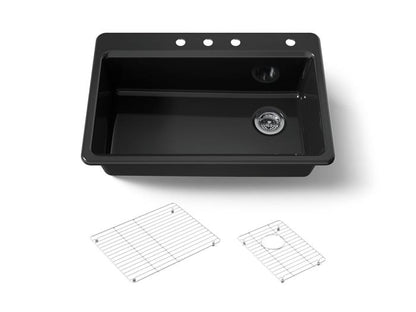 Kohler - Riverby 33 Inch Top-Mount Single-Bowl Workstation Kitchen Sink- 4-Hole
