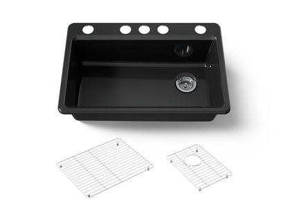 Kohler - Riverby 33 Inch Undermount Single-Bowl Workstation Kitchen Sink - 5U-Hole