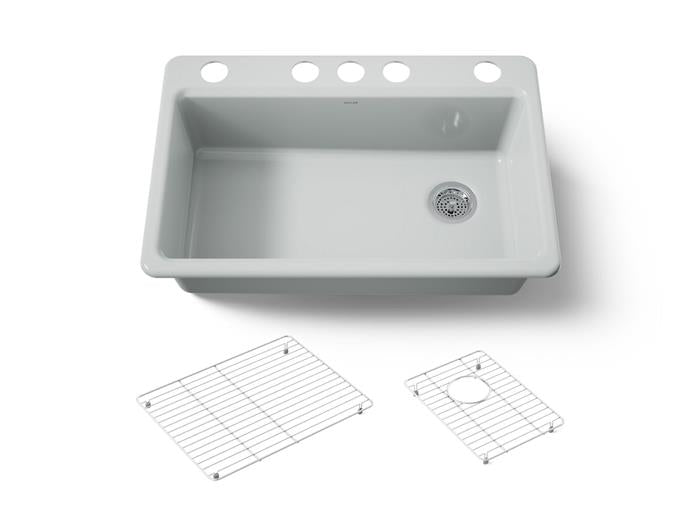 Kohler - Riverby 33 Inch Undermount Single-Bowl Workstation Kitchen Sink - 5U-Hole