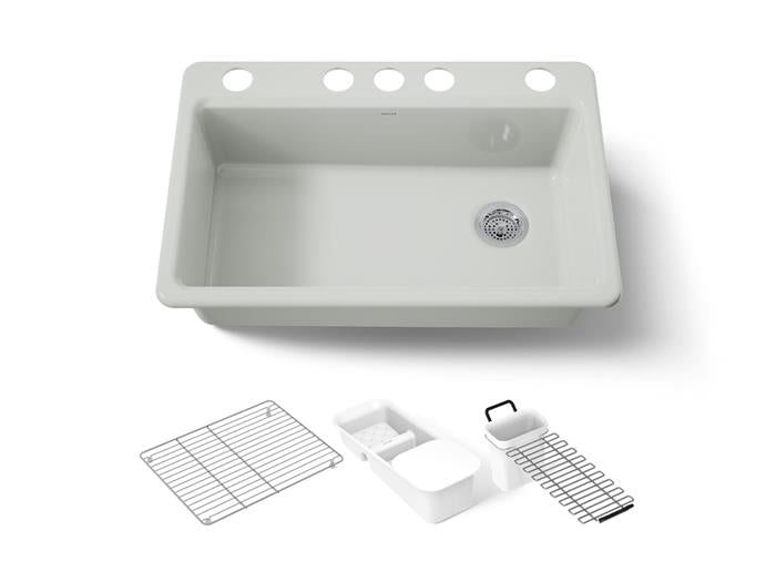Kohler - Riverby 33 Inch Undermount Single-Bowl Workstation Kitchen Sink - 5U-Hole