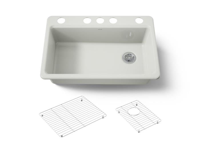 Kohler - Riverby 33 Inch Undermount Single-Bowl Workstation Kitchen Sink - 5U-Hole