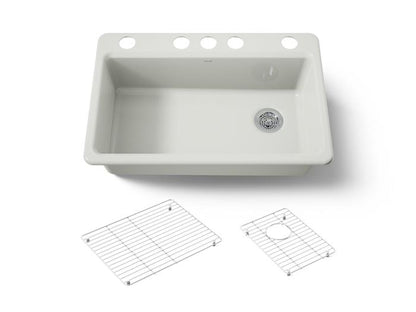 Kohler - Riverby 33 Inch Undermount Single-Bowl Workstation Kitchen Sink - 5U-Hole