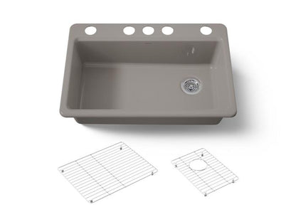 Kohler - Riverby 33 Inch Undermount Single-Bowl Workstation Kitchen Sink - 5U-Hole