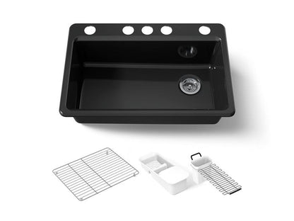 Kohler - Riverby 33 Inch Undermount Single-Bowl Workstation Kitchen Sink - 5 Hole