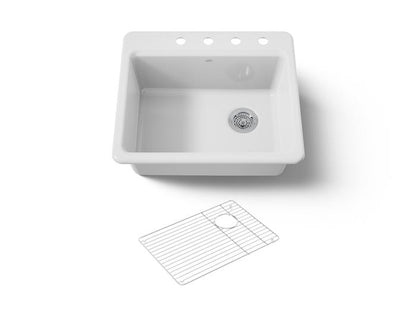 Kohler - Riverby 25 Inch Top-Mount Single-Bowl Kitchen Sink - 4-Hole