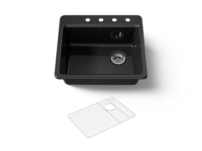 Kohler - Riverby 25 Inch Top-Mount Single-Bowl Kitchen Sink - 4-Hole